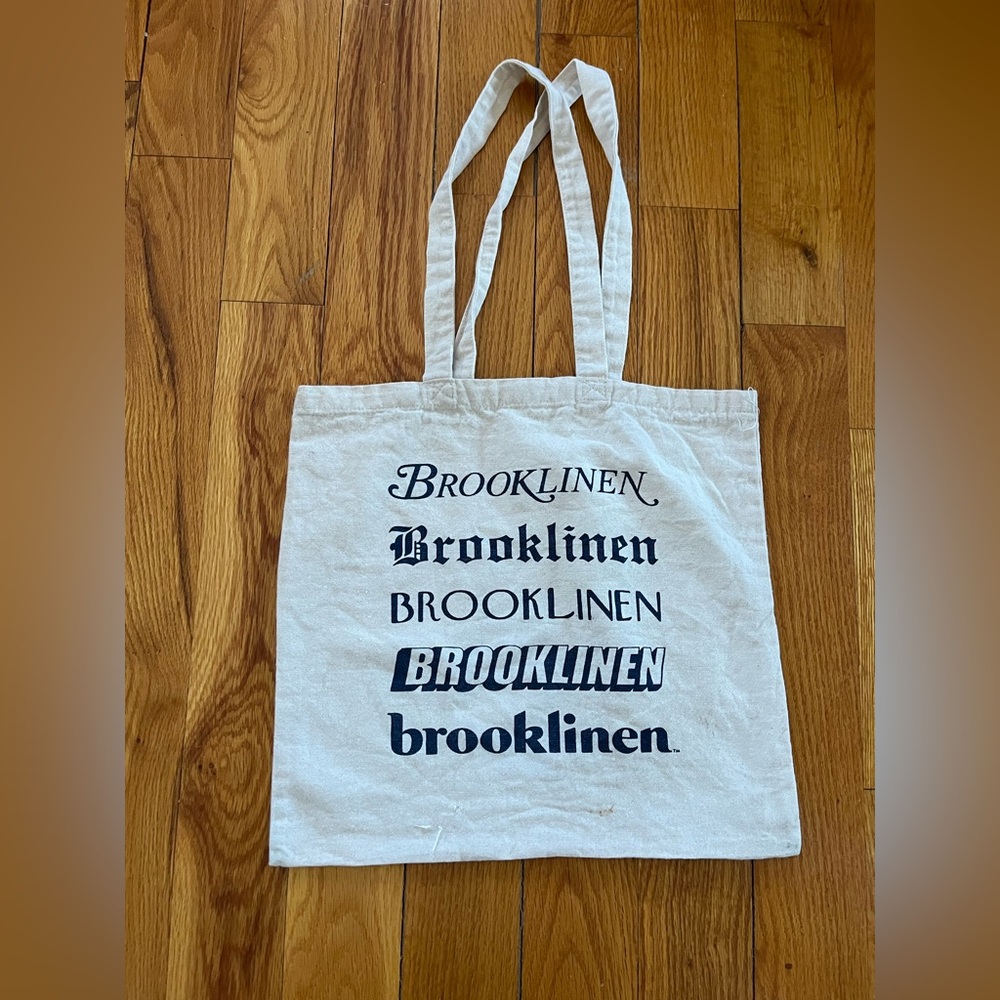2/$20 - Brooklinen White Canvas Tote with Black Text